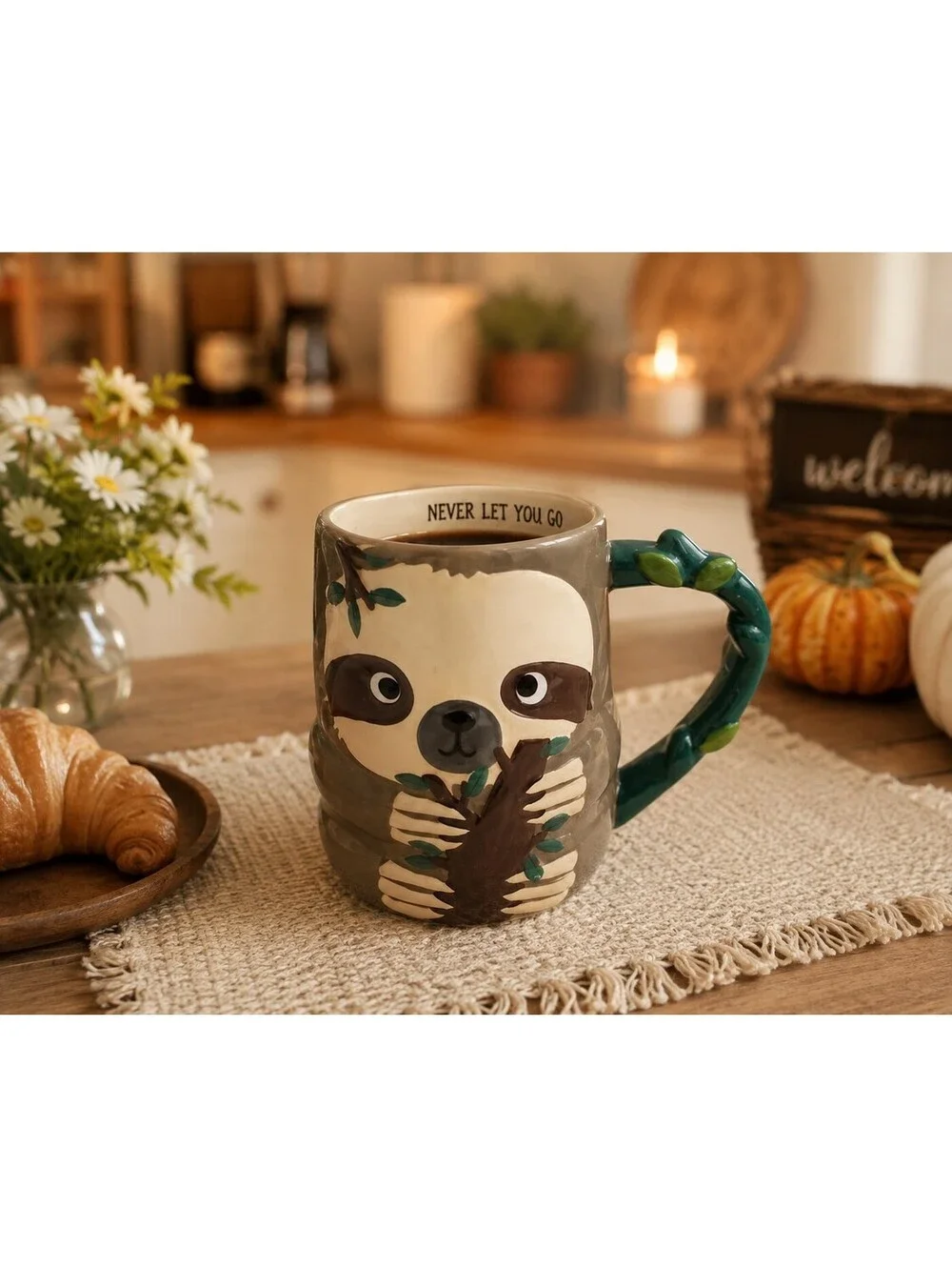 TAG 3D Sloth Mug Tree Handle “Never Let You Go” Ceramic Cup